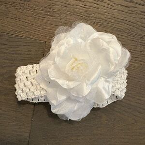 Baby floral white hair band perfect for baptism